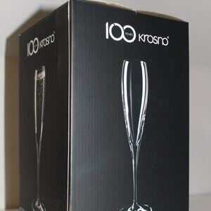 Krosno Perla Champagne Glasses Set of 4 Flutes Wedding Toast Celebration Party